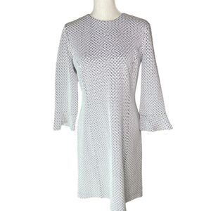 J.McLaughlin Eloise Wm’s Med Sz Black White Crew Neck Knit Midi Sheath Dress